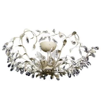 Image of Langelo 6 Light Glass & Crystal Ceiling Light Cream