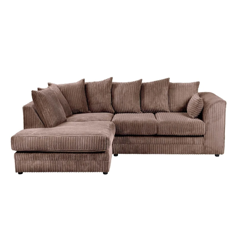 Image of LUXURY LIFE Dylan Jumbo Cord Fabric Left Hand Facing Corner Sofa Chocolate
