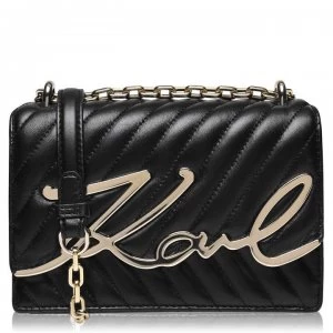 image of Karl Lagerfeld Signature Flap Over Bag - A997 Black/Gold