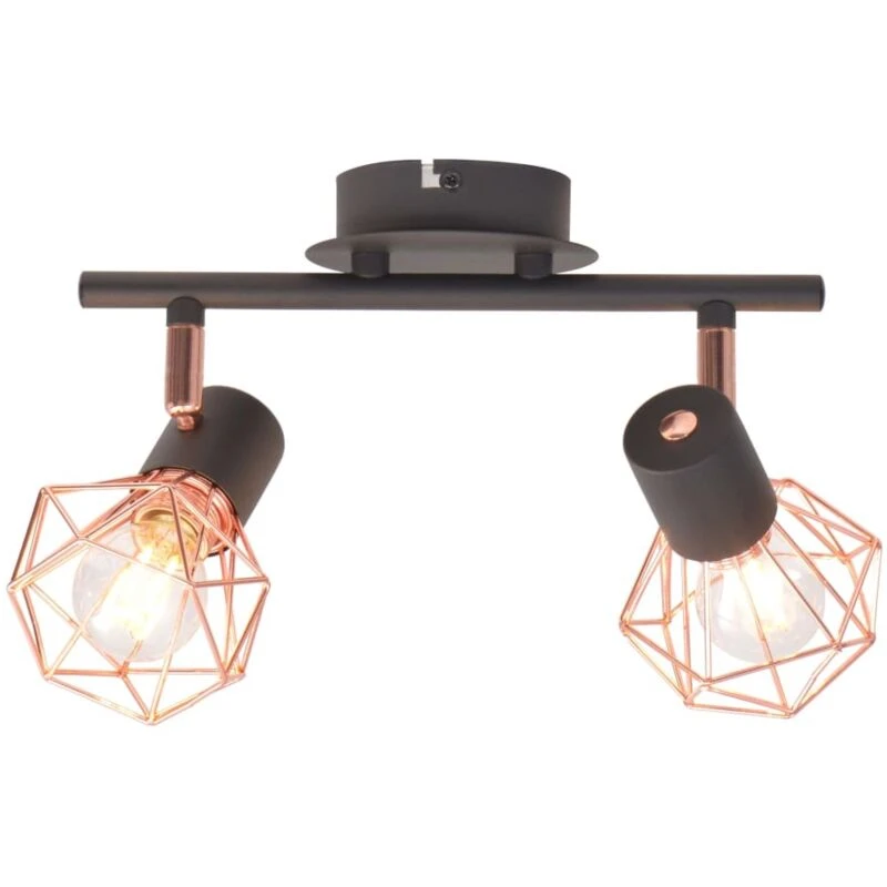 Image of VIDAXL Ceiling Lamp with 2 Spotlights E14 Black and Copper Vidaxl 8718475532422
