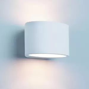 Image of Netlighting Gypsum 1 Light Up & Down Wall Light Paintable Oval White Plaster, G9