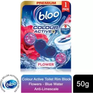 image of Bloo Colour Active Fresh Flowers Toilet Rim Block 50g