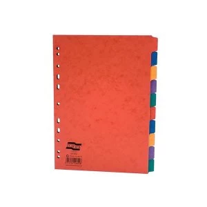 image of Europa A4 10 Part Subject Dividers Pressboard 300 micron Europunched Assorted