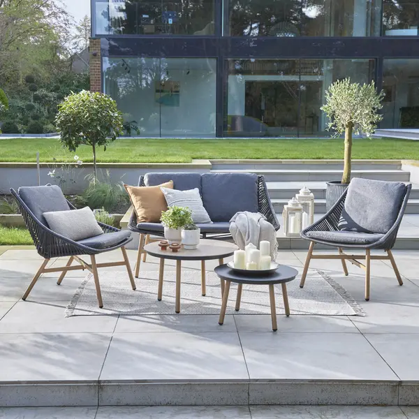 Image of Norfolk Leisure Keswick 3 Seat Aluminium Lounge Set (Dark Stone)