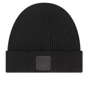 Image of CP Company Rubber Patch Logo Beanie Black