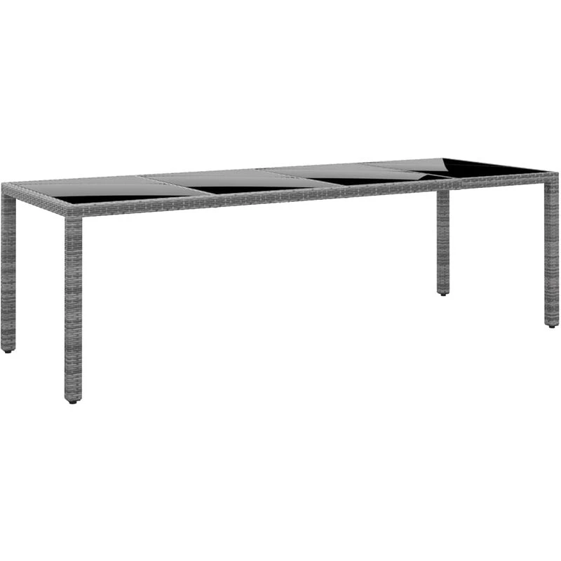 Image of VIDAXL Garden Table 250x100x75cm Tempered Glass and Poly Rattan Grey Vidaxl 8720286089705