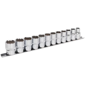Image of Sealey 12 Piece 1/2" Drive Bi Hexagon WallDrive Socket Set Metric 1/2"