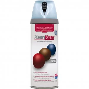 image of Plastikote Premium Satin Aerosol Spray Paint Baby Blue 400ml