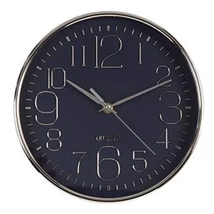 image of Hometime Deep Case Wall Clock Blue Arabic Dial 25cm