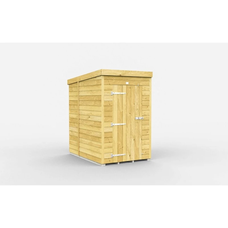 Image of Buttercup Farm 4 x 6 Feet Pent Shed - Single Door W/O Windows - L178 x W127 x H201cm in Brown Brown Unisex