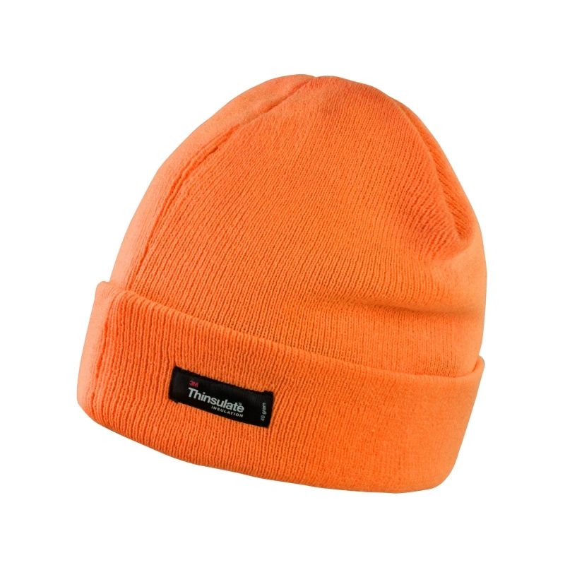 Image of Result Result Men Ribbed Thinsulate Lightweight Beanie in Orange Orange One Size Male 5063470914401