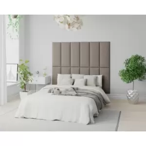 Image of Aspire EasyMount Wall Mounted Upholstered Panels, Modular DIY Headboard in Yorkshire Knit Fabric, Mineral (Pack of 8)