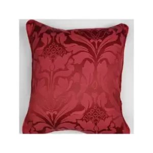 Image of Eastbourne Damask Jacquard Filled Cushion, Burgundy, 43 x 43cm - Fusion