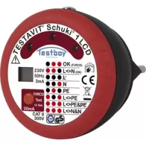 image of Testboy Testavit Schuki 1 LCD Mains outlet tester CAT II 300 V LCD, LED