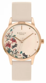 image of Radley Womens Nude Leather Strap Nude Floral Dial Watch