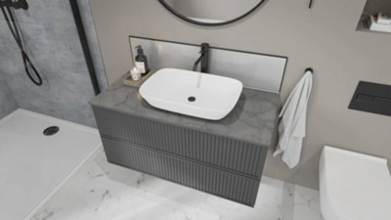 Image of Splashwall Marmo Grigio Square Edged Solid Core Worktop (L)1500 X (W)425 X (T)12mm