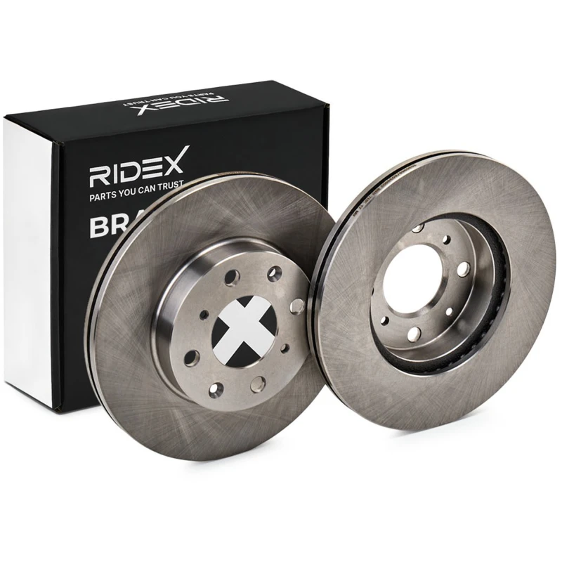 Image of RIDEX 82B0801 Brake disc Front Axle, Vented, Cast Iron, Uncoated, Untreated, without bolts/screws Cast Iron Brake Disc (82)