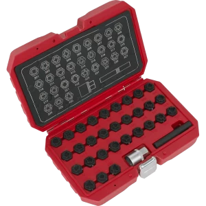 Image of Sealey 32 Piece Locking Wheel Nut Key Set for Mercedes