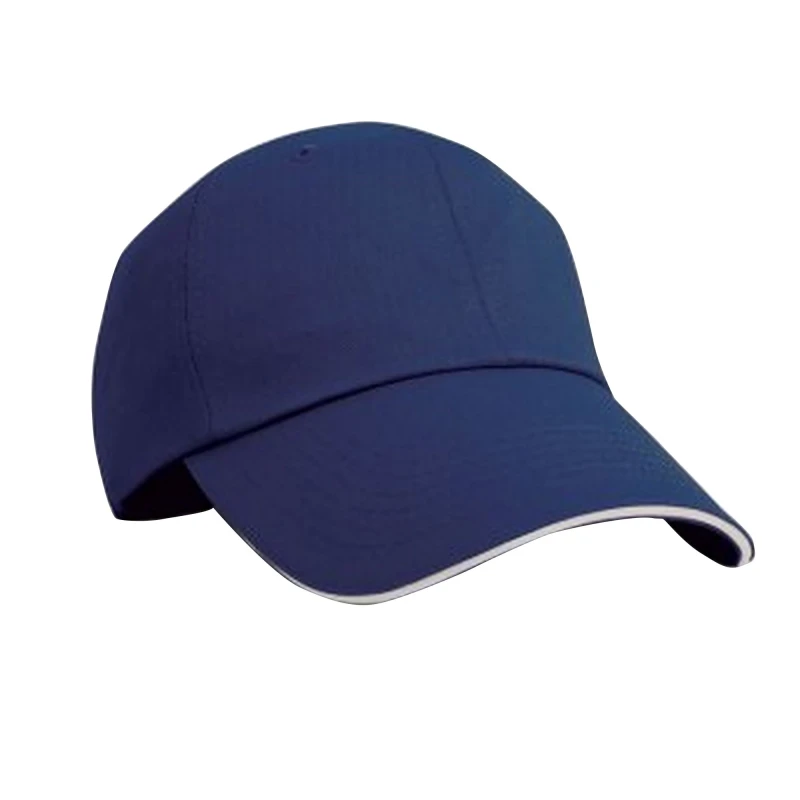 Image of Result Result Herringbone Contrast Colour Sandwich Peak Baseball Cap in Dark Navy Dark Navy One Size Unisex 5054752194017