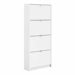 Shoes Hallway Storage Cabinet With 4 Tilting Doors And 2 Layers White