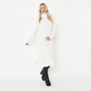 image of Missguided Roll Neck Knit Maternity Jumper Dress - Cream