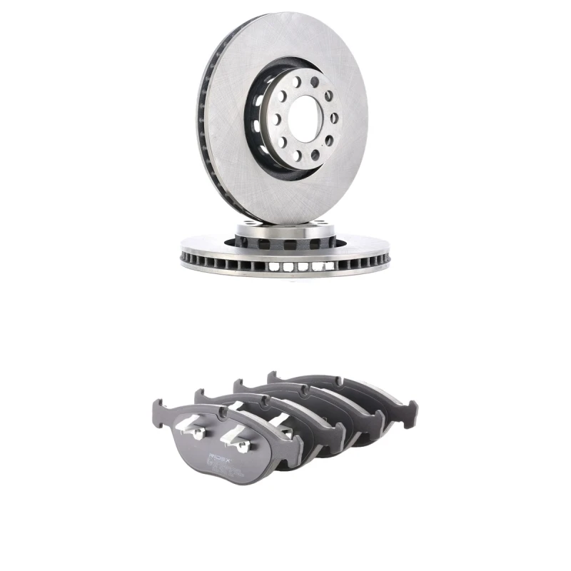 Image of RIDEX 3405B2953 Brake disc and pads set Front Axle, Brake Disc Type: Vented, with acoustic wear warning Brake Set,disc brakes (3405)