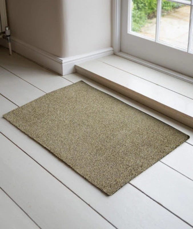 Image of Non Slip Absorbent Dirt Trapper Entrance Door Mats Beige 50X80 Cm