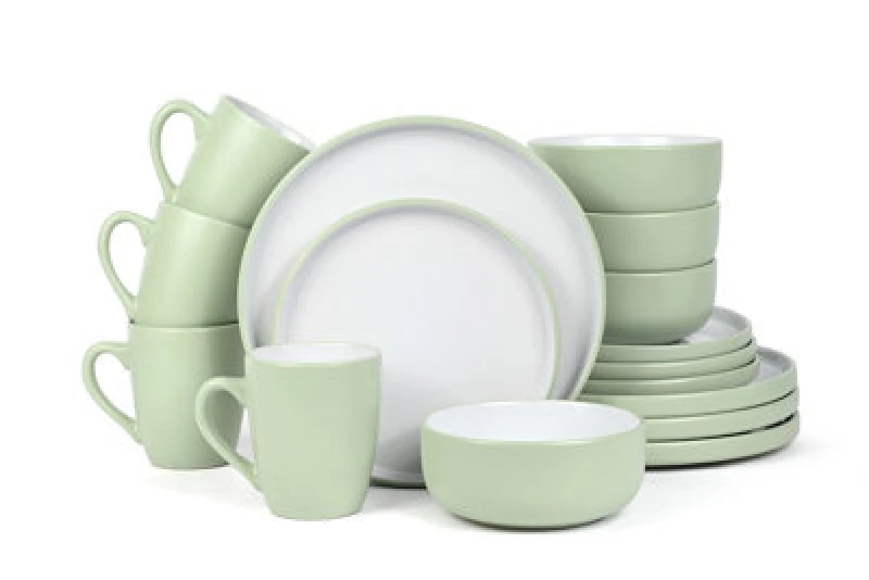 Image of Waterside 16Pc 2Tone Green Coupe Plates 6315