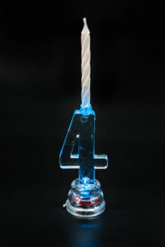 Image of Shatchi Birthday Candle Number 4 Flashing Colour Changing with 4 Candle Cake Decoration Multi unisex