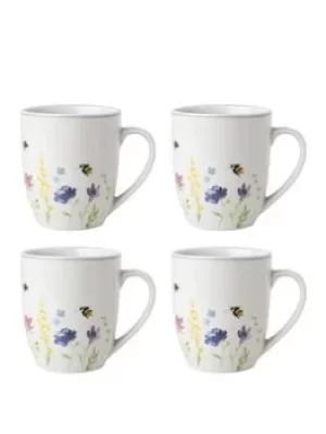 image of Sabichi Floral Bees Set Of 4 Mugs