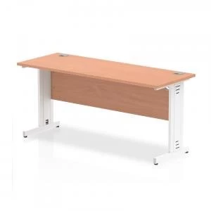 Image of Trexus Desk Rectangle Cable Managed White Leg 1600x600mm Beech Ref