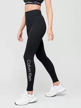 image of Calvin Klein Performance Logo Full Length Legging - Black, Size L, Women