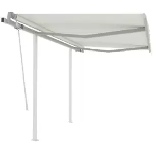 image of Vidaxl - Manual Retractable Awning with Posts 3.5x2.5 m Cream Cream