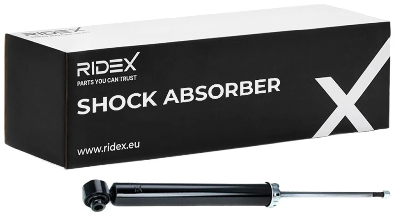 Image of RIDEX 854S18403 Shock absorber Rear Axle, Gas Pressure, Twin-Tube, Telescopic Shock Absorber, Bottom eye Shock Absorber (854)