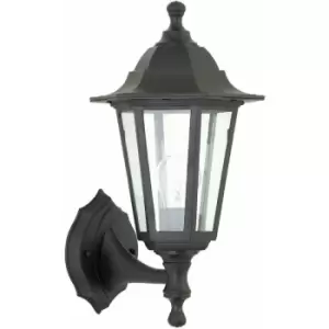 Image of Loops - IP44 Outdoor Wall Light Black Rust Proof & Glass Lamp Traditional Porch Lantern