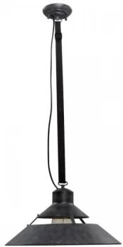 Image of Dome Ceiling Pendant 40W E27 Large, Oxide Metal, Black Belt