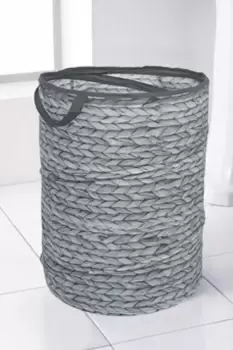 Image of Pop Up Laundry Bin Grey Wicker Print