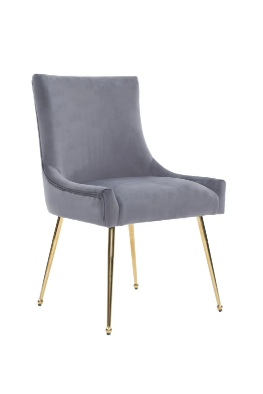 Image of Life Interiors Life Interiors Single Viviana Velvet Dining Chair with Gold Legs and Ring Handle in Grey Grey One Size Unisex 5056660010328