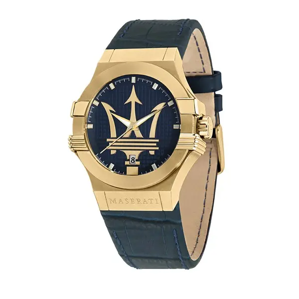 Image of Maserati R8851108035 Potenza Blue Leather Strap Watch - W81151