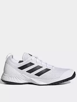 Image of adidas Courtflash Tennis Shoes, White/Black, Size 10.5, Men
