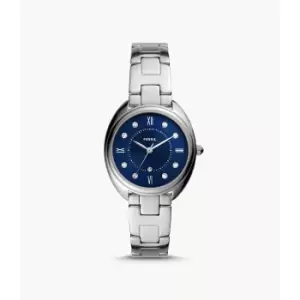 Image of Fossil Womens Gabby Three-Hand Date Stainless Steel Watch - Silver