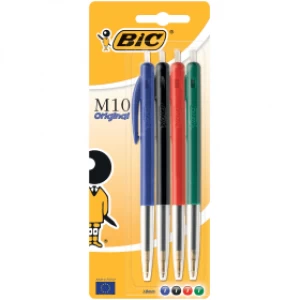 image of BIC M10 Clic Ballpoint Pen - Assorted Colours (5 Pack)