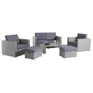 image of Outsunny Rattan 6 Piece Sofa Set - Grey