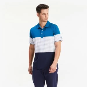 Image of PUMA Cloudspun Taylor Mens Golf Polo Shirt, Digi/Blue, size Large, Clothing