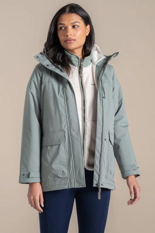 Image of Craghoppers Womens Crossbill Hooded Waterproof Breathable Padded Insulated Jacket in Green Size: 16 Green Female 16