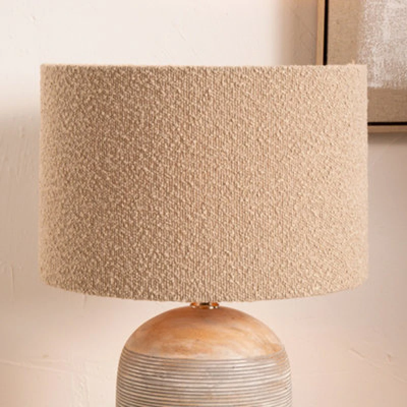 Image of Pacific Lifestyle Taupe Boucle Cylinder Lampshade