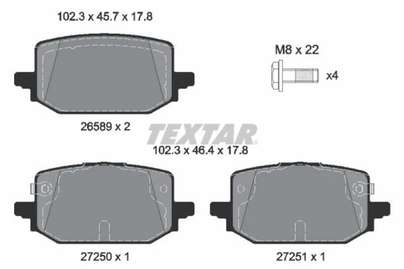 Image of Brake pad set TEXTAR 2658903