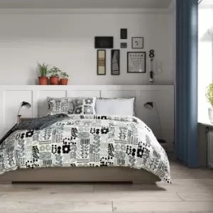 Image of Helena Springfield Freyja Duvet Cover and Pillowcase Set Black and white