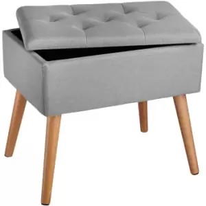 image of TecTake Ranya Bench Upholstered Linen Look With Storage Space - Light Grey