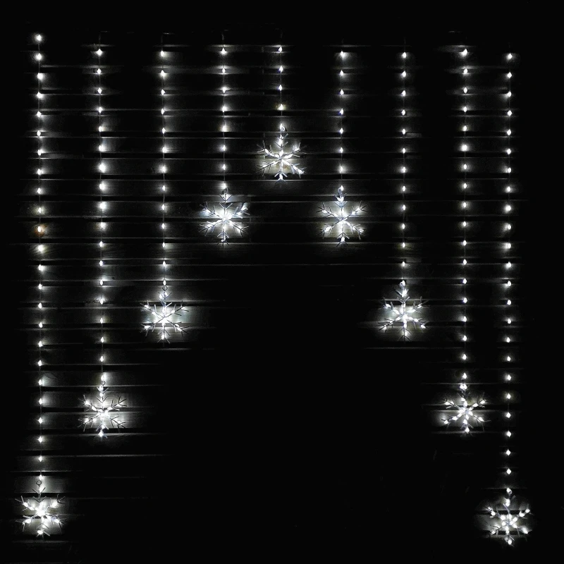 Image of 1.2m LED Snowflake Curtain Lights Christmas Decorations in Cool White